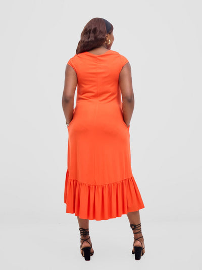 Vivo Lindi High Low Dress - Orange - Shopzetu