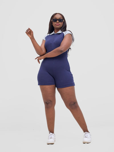 Zoya Vasha Raglan Sleeve Playsuit - Navy / Grey - Shopzetu