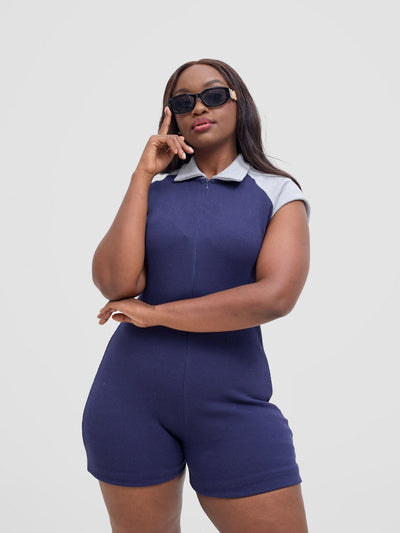 Zoya Vasha Raglan Sleeve Playsuit - Navy / Grey - Shopzetu