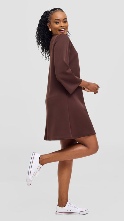 Vivo Ria A-Line Dress - Chocolate