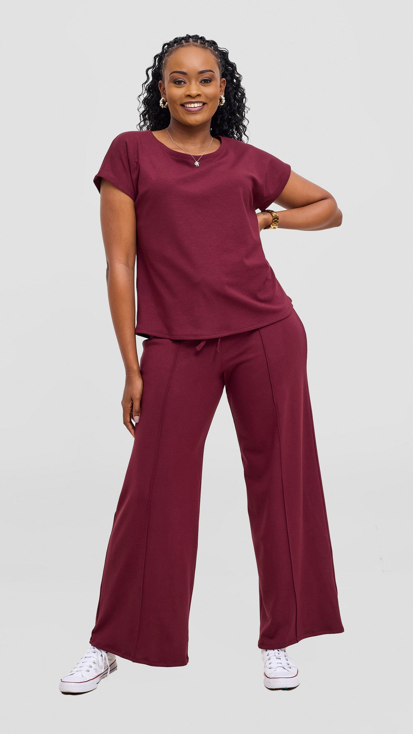 Vivo Ria Drop Shoulder Top - Maroon