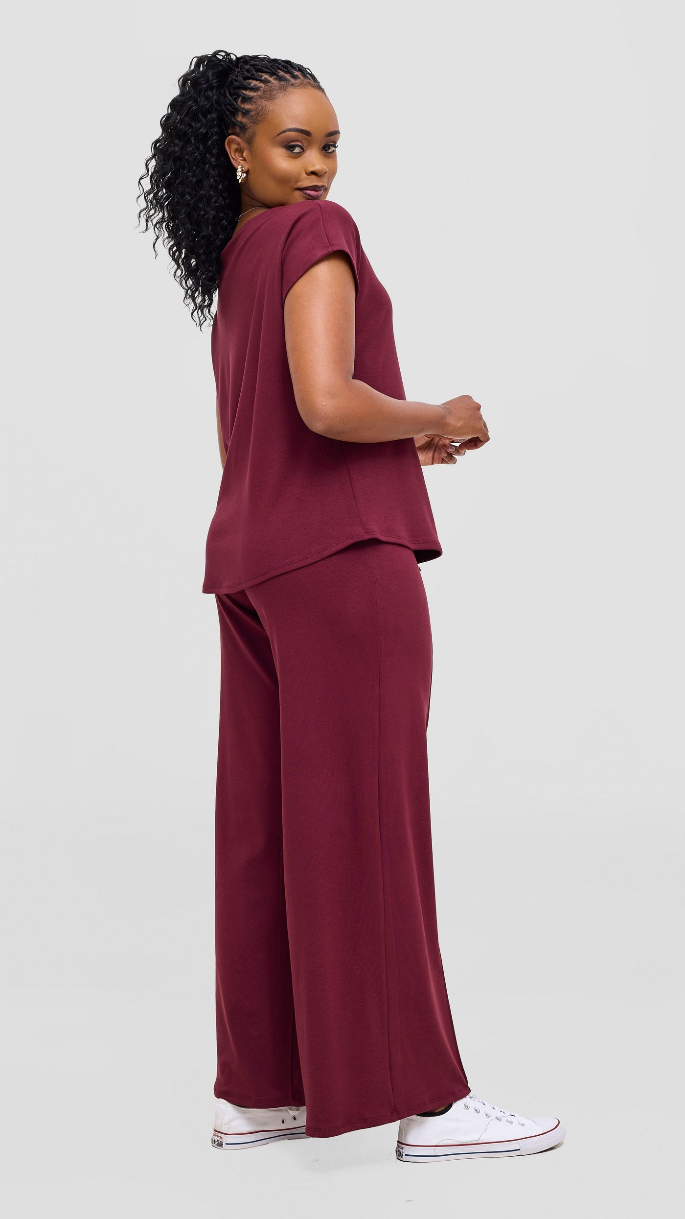 Vivo Ria Drop Shoulder Top - Maroon
