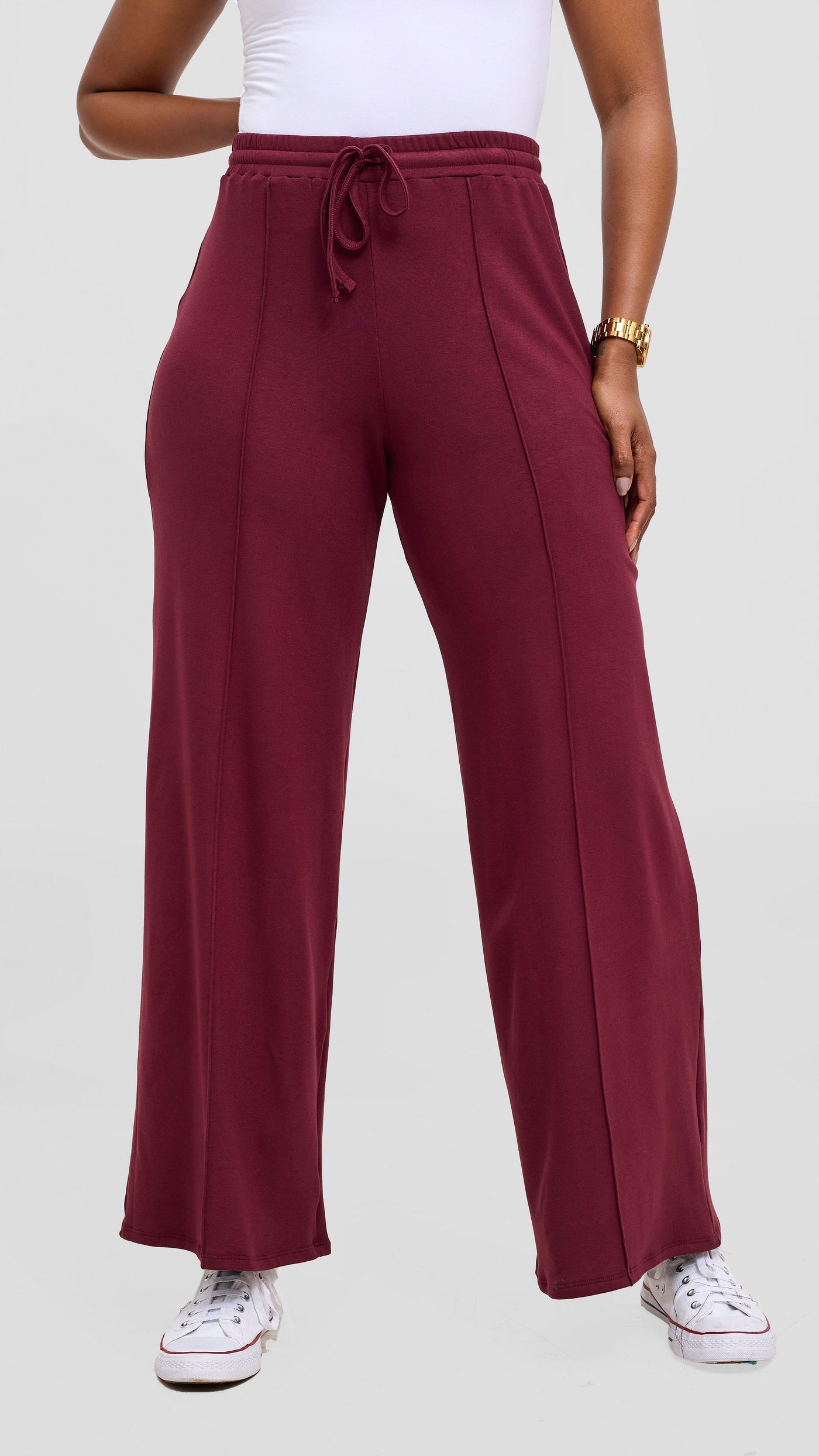 Vivo Ria Panelled Pants - Maroon