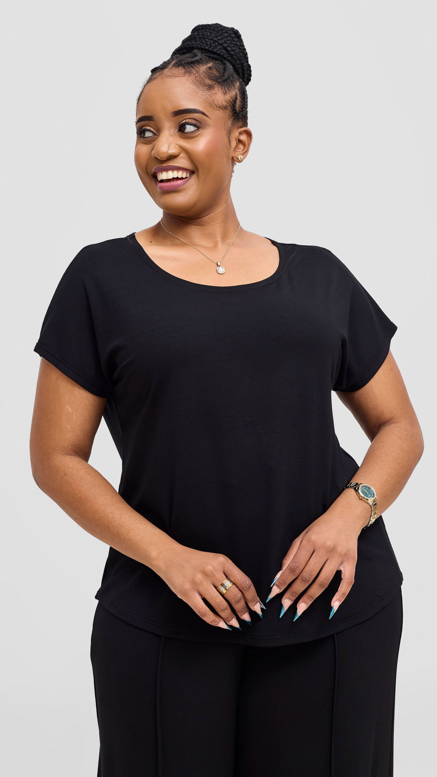 Vivo Ria Drop Shoulder Top - Black