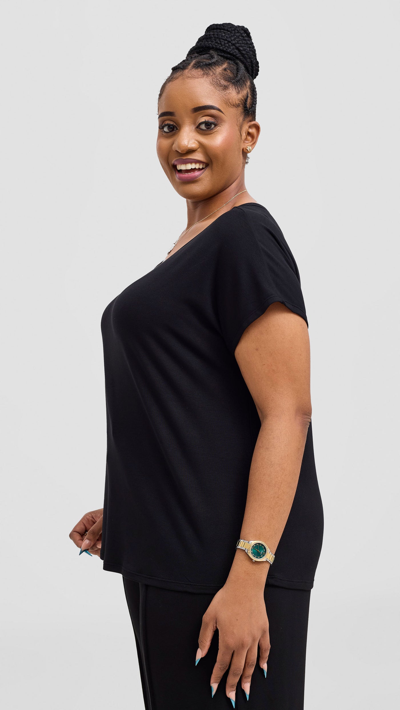 Vivo Ria Drop Shoulder Top - Black