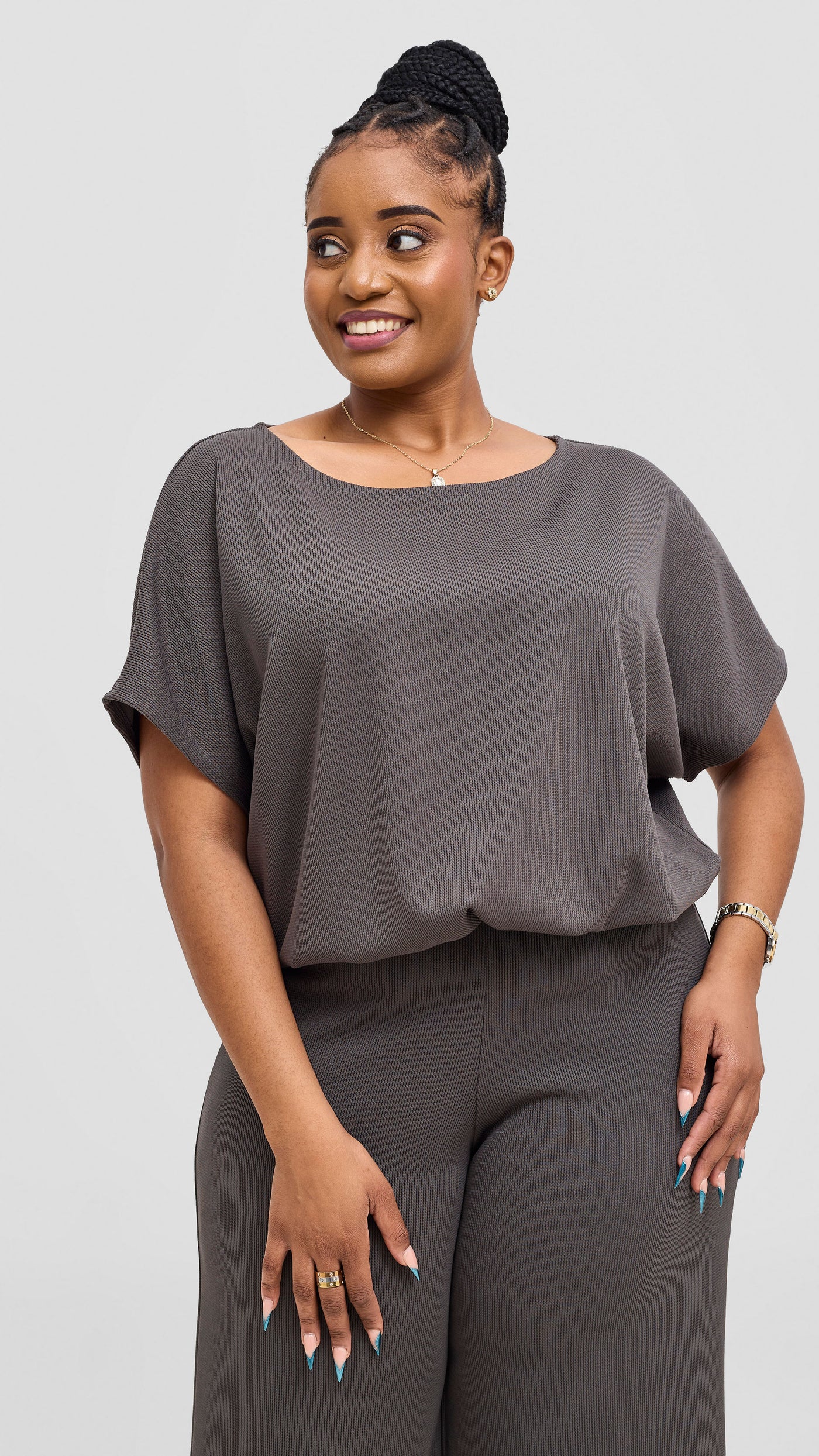 Vivo Safa Drop Shoulder Top - Grey