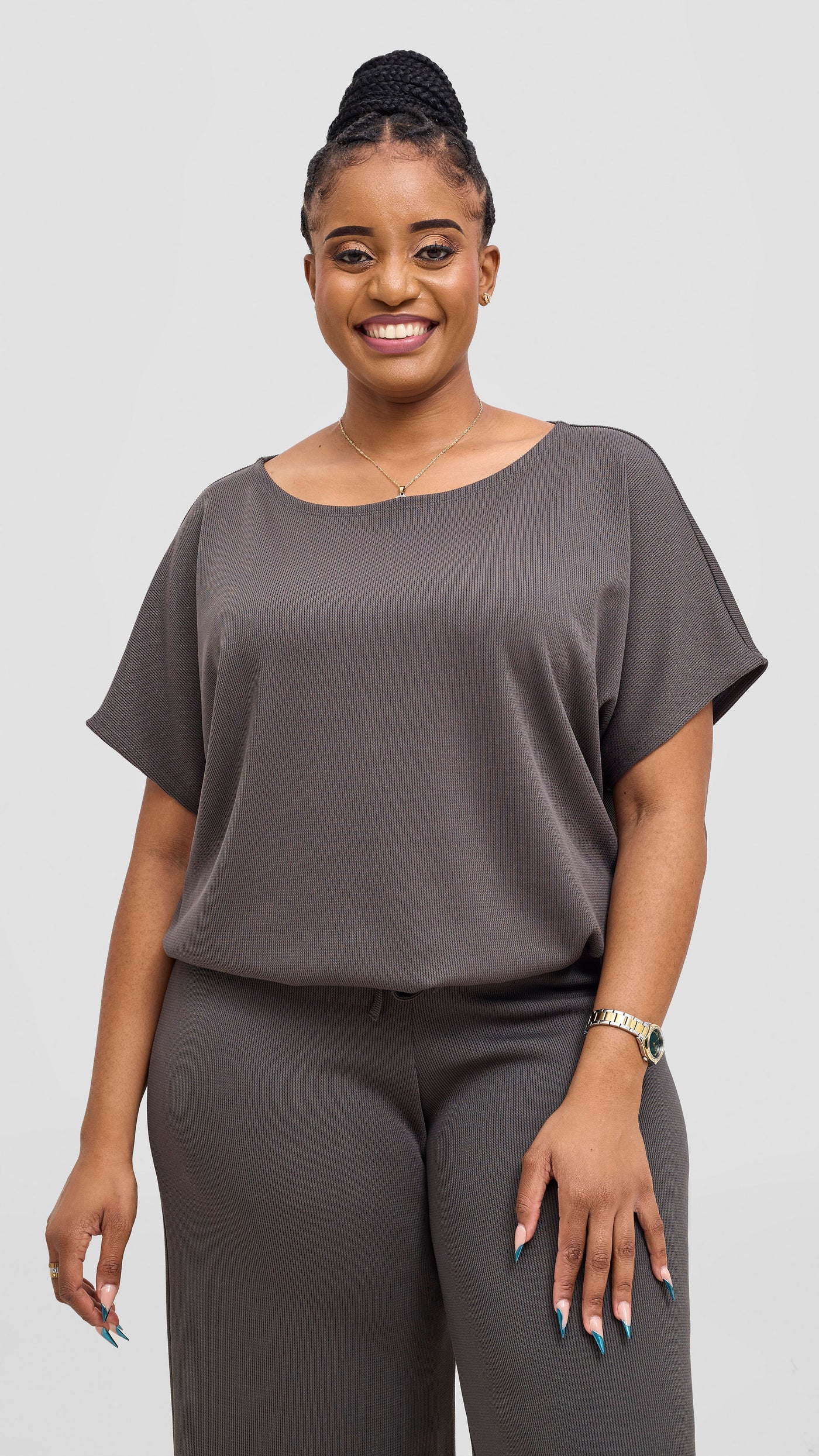 Vivo Safa Drop Shoulder Top - Grey