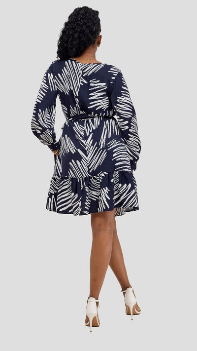 Vivo Serwa Tent Dress - Navy / White Print