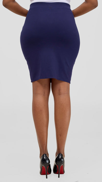 Vivo Nora Front Slit Knee Length Skirt - Navy