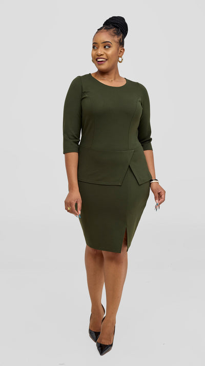 Vivo Nora 3/4 Sleeve Peplum Top - Hunters