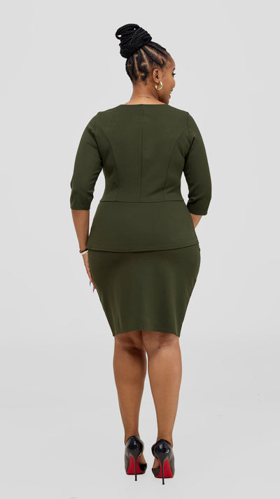 Vivo Nora 3/4 Sleeve Peplum Top - Hunters