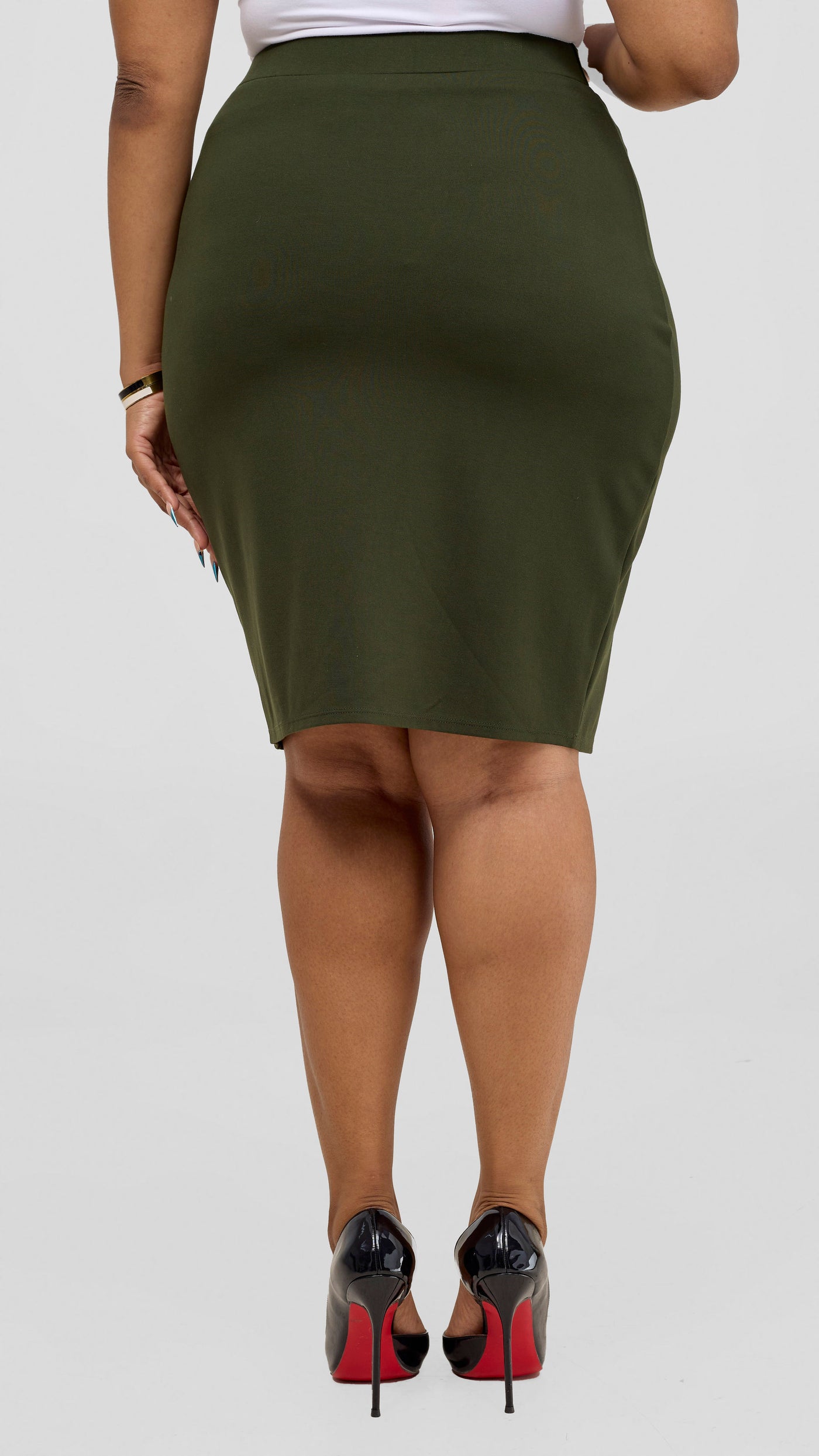 Vivo Nora Front Slit Knee Length Skirt - Hunters