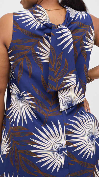Vivo Bissa Reversible Maxi Dress - Navy / Brown Print