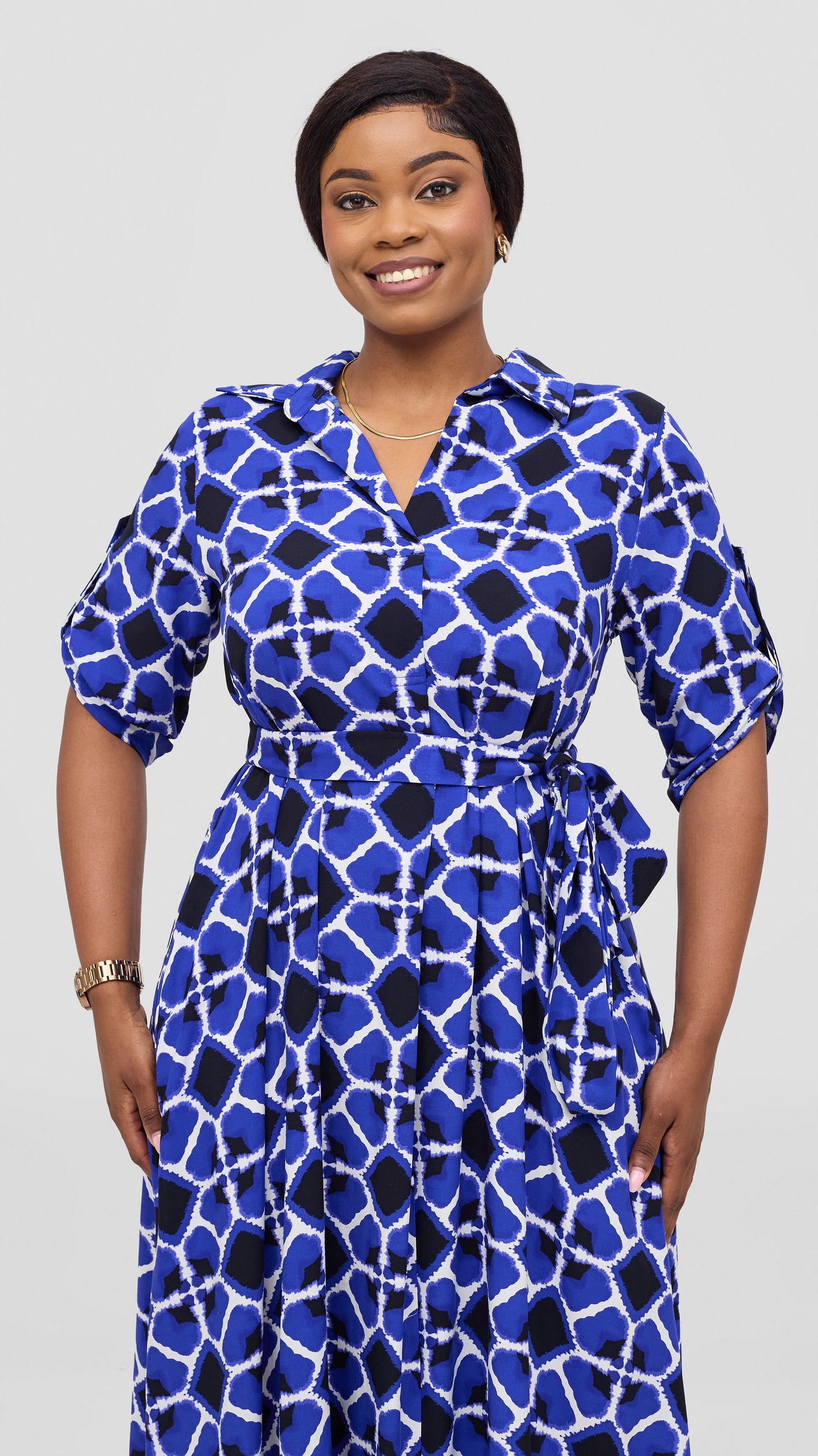 Vivo Yumi Maxi Shirt Dress - Blue / White Print