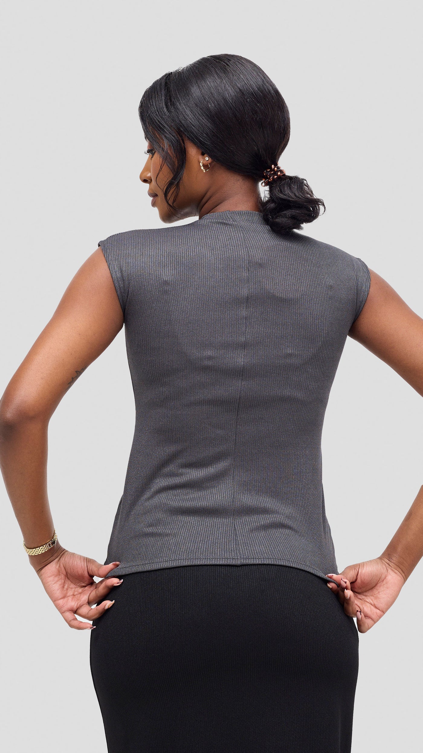 Vivo Ria Mock Neck Top - Grey