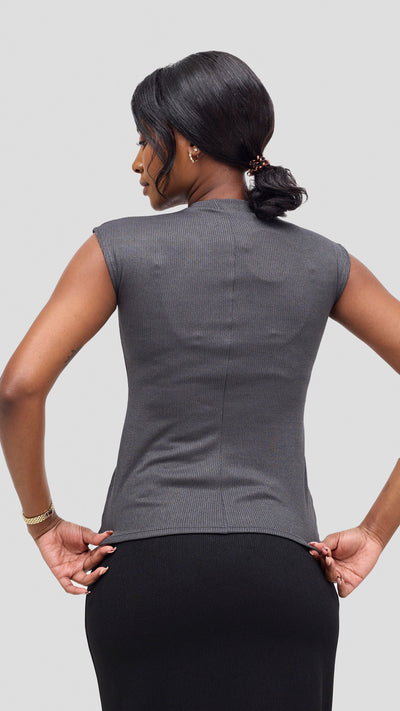 Vivo Ria Mock Neck Top - Grey