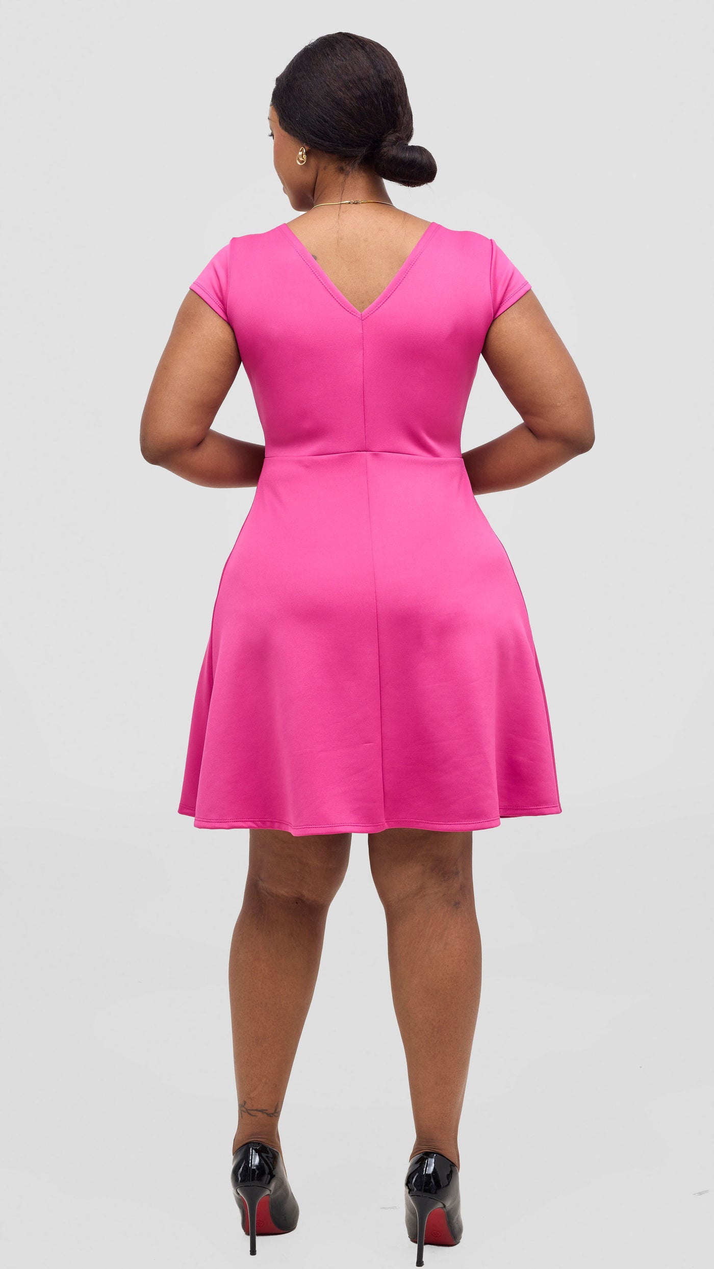 Vivo Nora Front Pleat Knee Length Dress - Pink