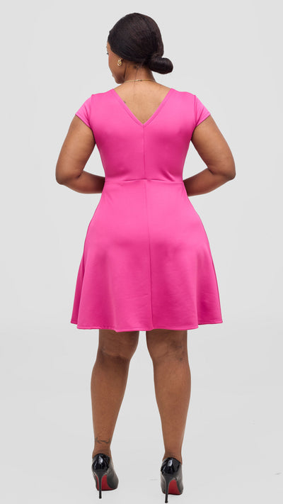Vivo Nora Front Pleat Knee Length Dress - Pink