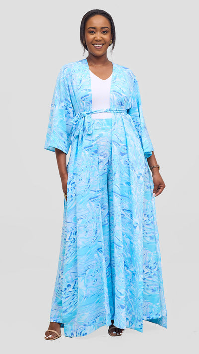 Vivo Basic Crepe Pants - Light Blue / Turquoise Print