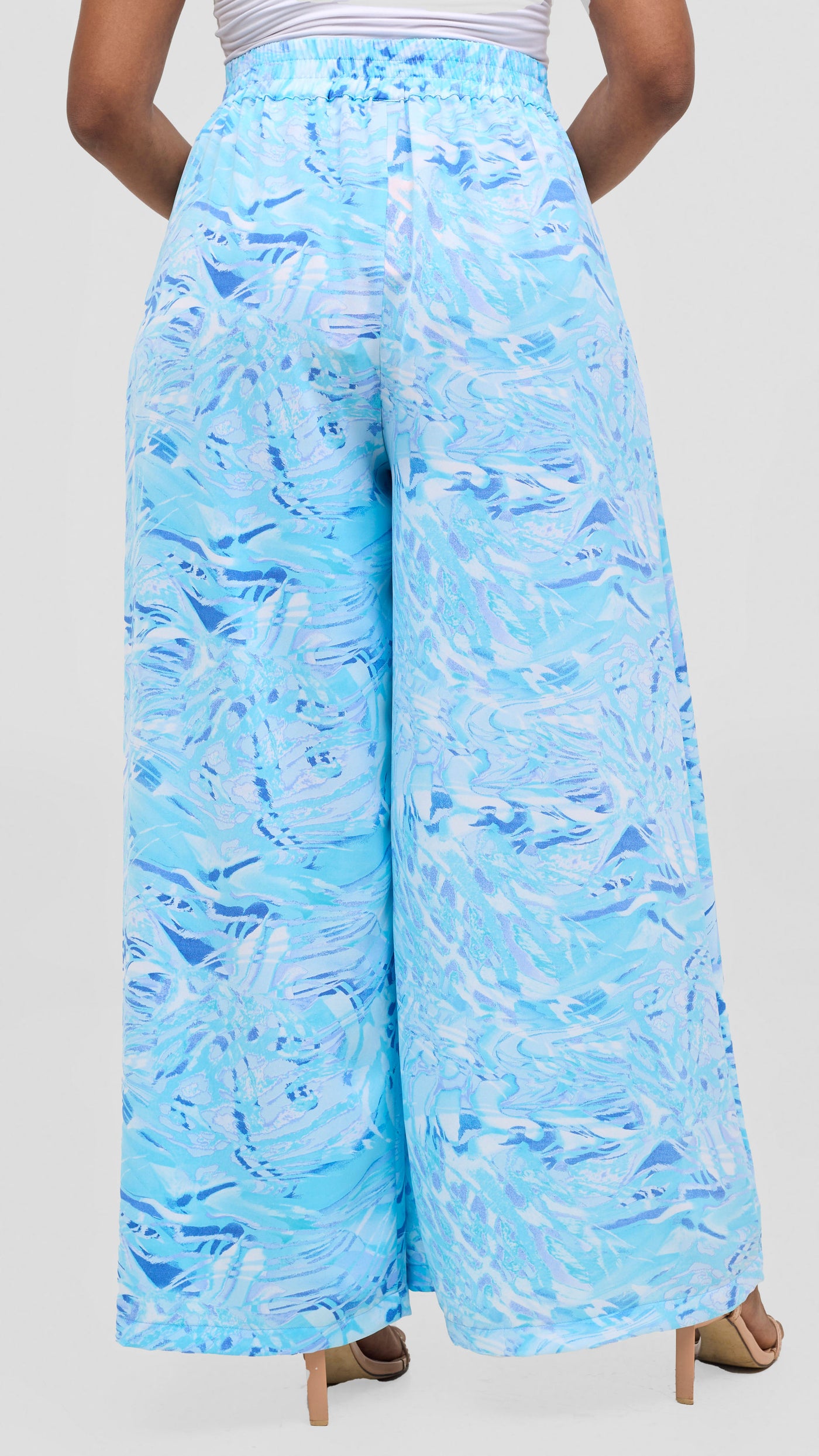 Vivo Basic Crepe Pants - Light Blue / Turquoise Print