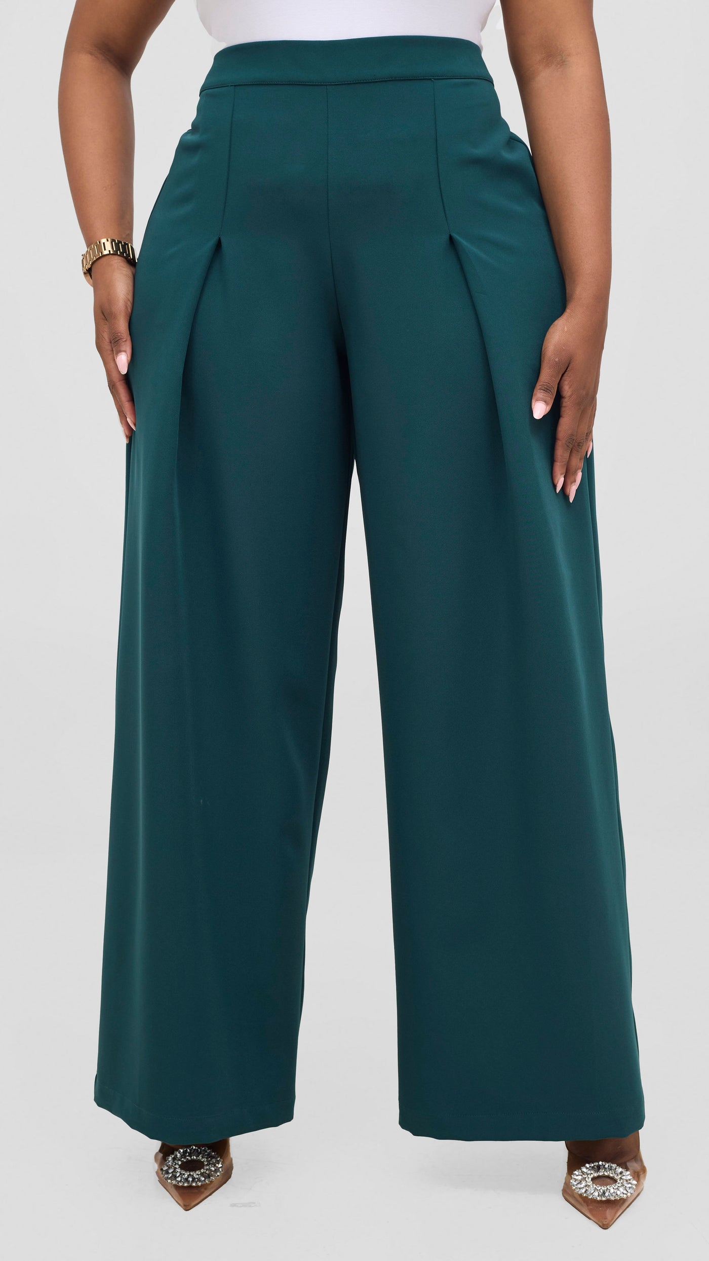 Vivo Nora Wide Leg Pants - Dark Green