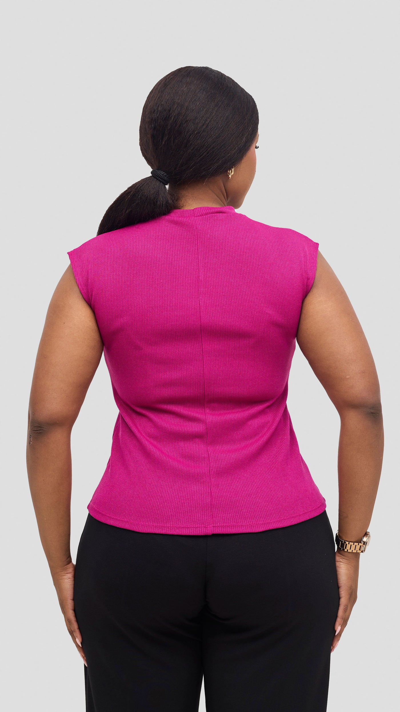 Vivo Ria Mock Neck Top - Fuschia