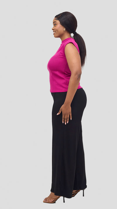 Vivo Ria Mock Neck Top - Fuschia