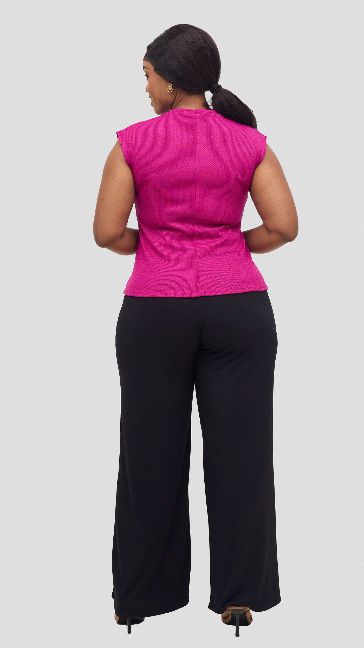 Vivo Ria Mock Neck Top - Fuschia