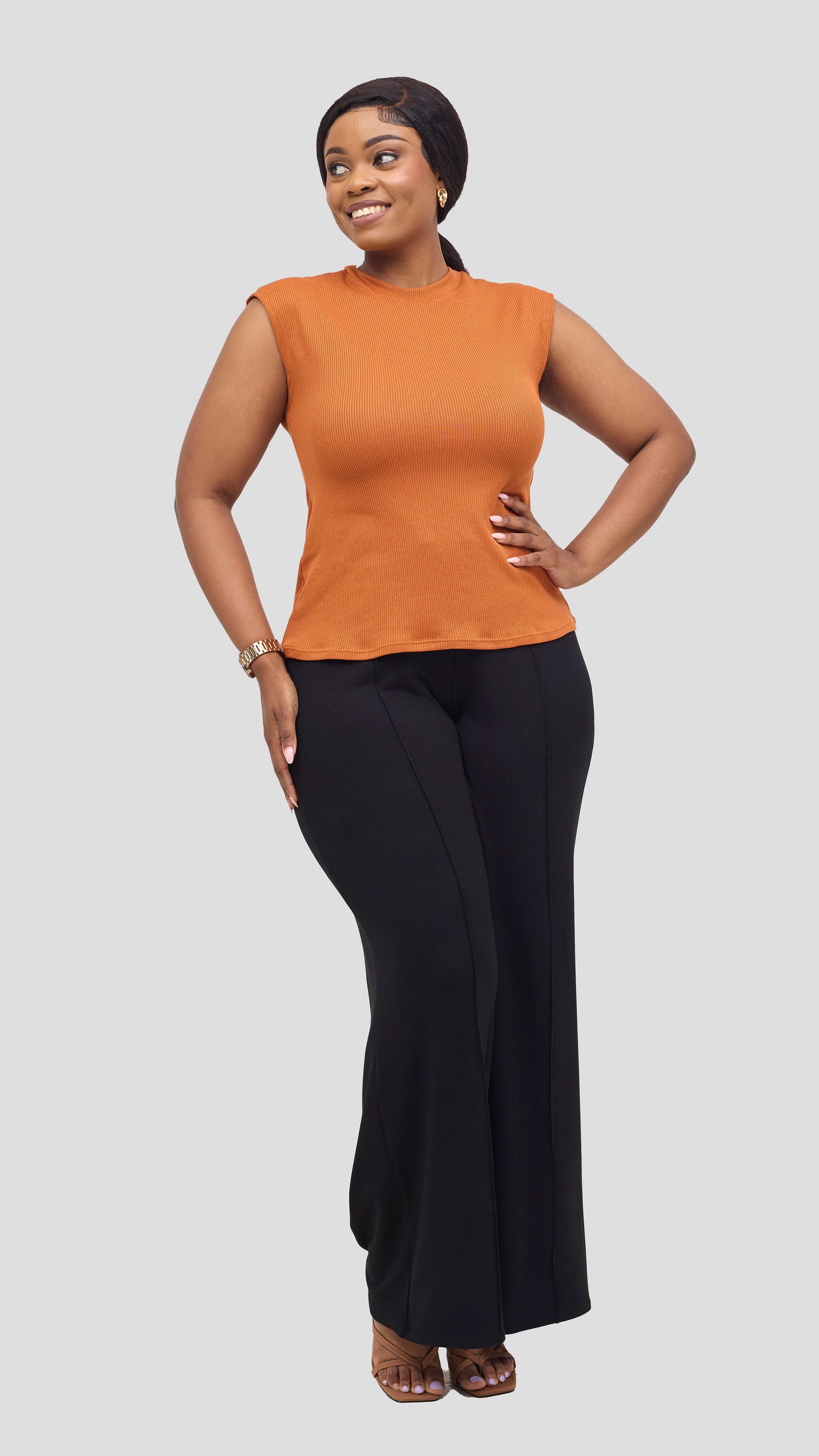 Vivo Ria Mock Neck Top - Rust