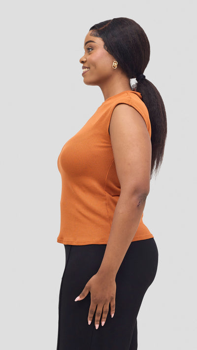Vivo Ria Mock Neck Top - Rust
