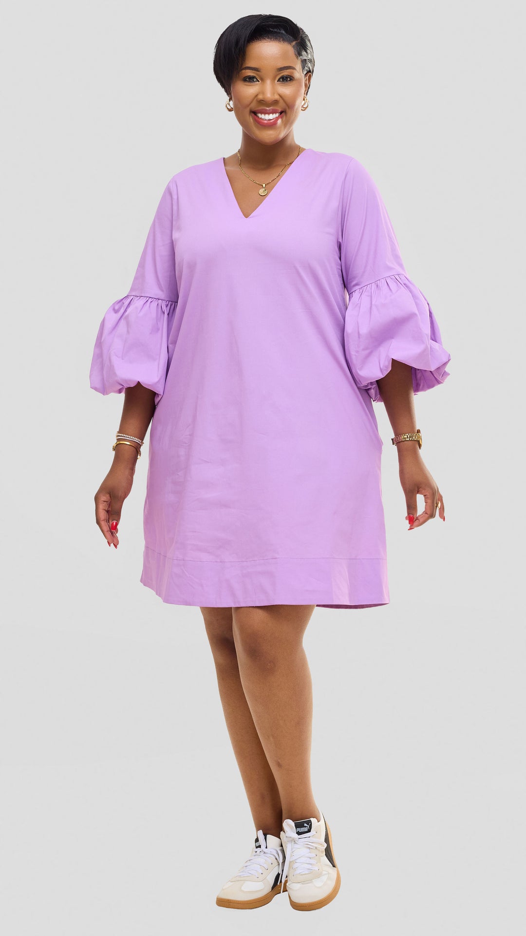 Vivo Lulu Cotton Tent Mini Dress - Lilac