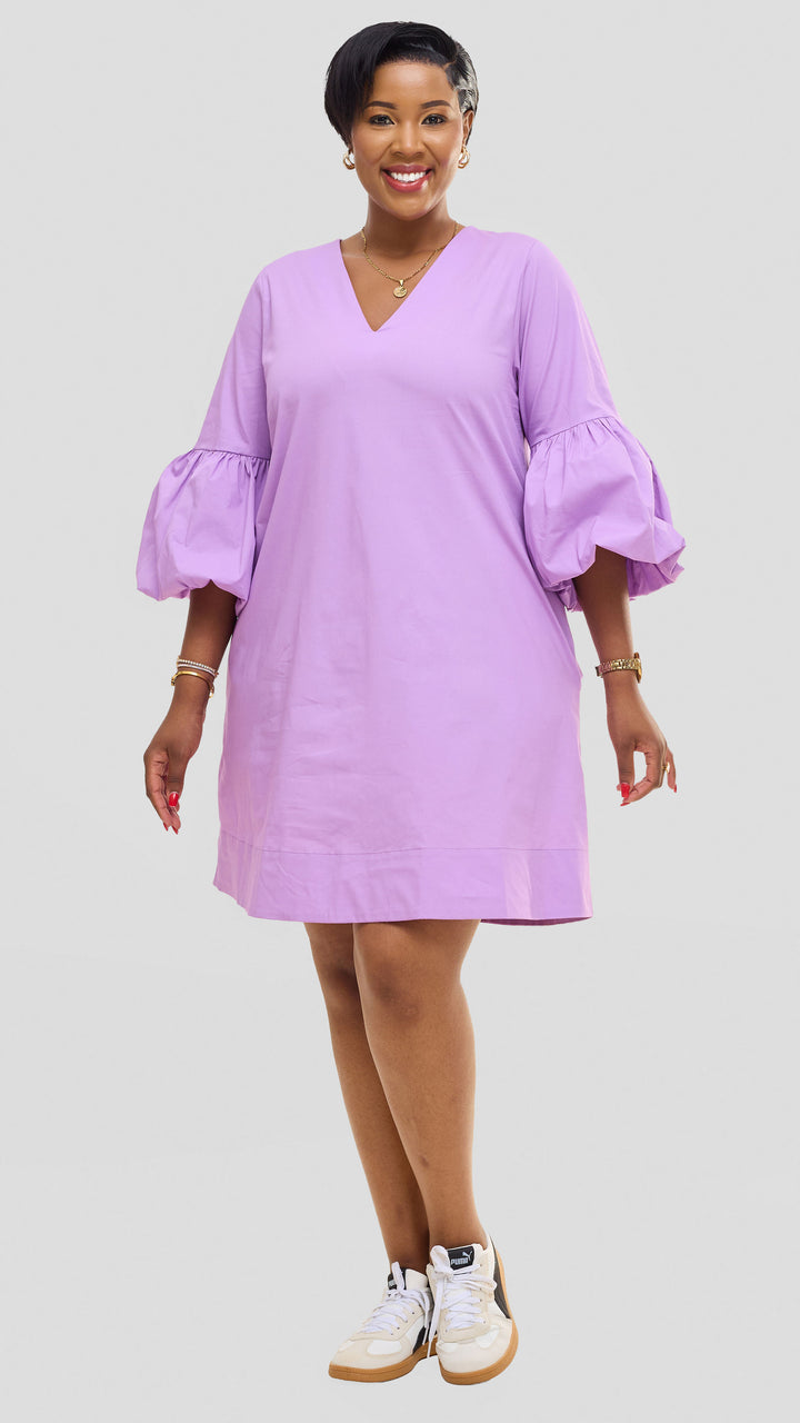 Vivo Lulu Cotton Tent Mini Dress - Lilac