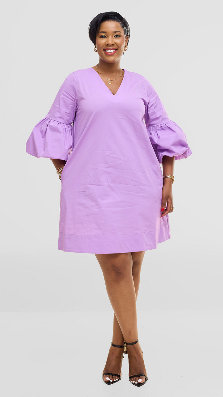Vivo Lulu Cotton Tent Mini Dress - Lilac