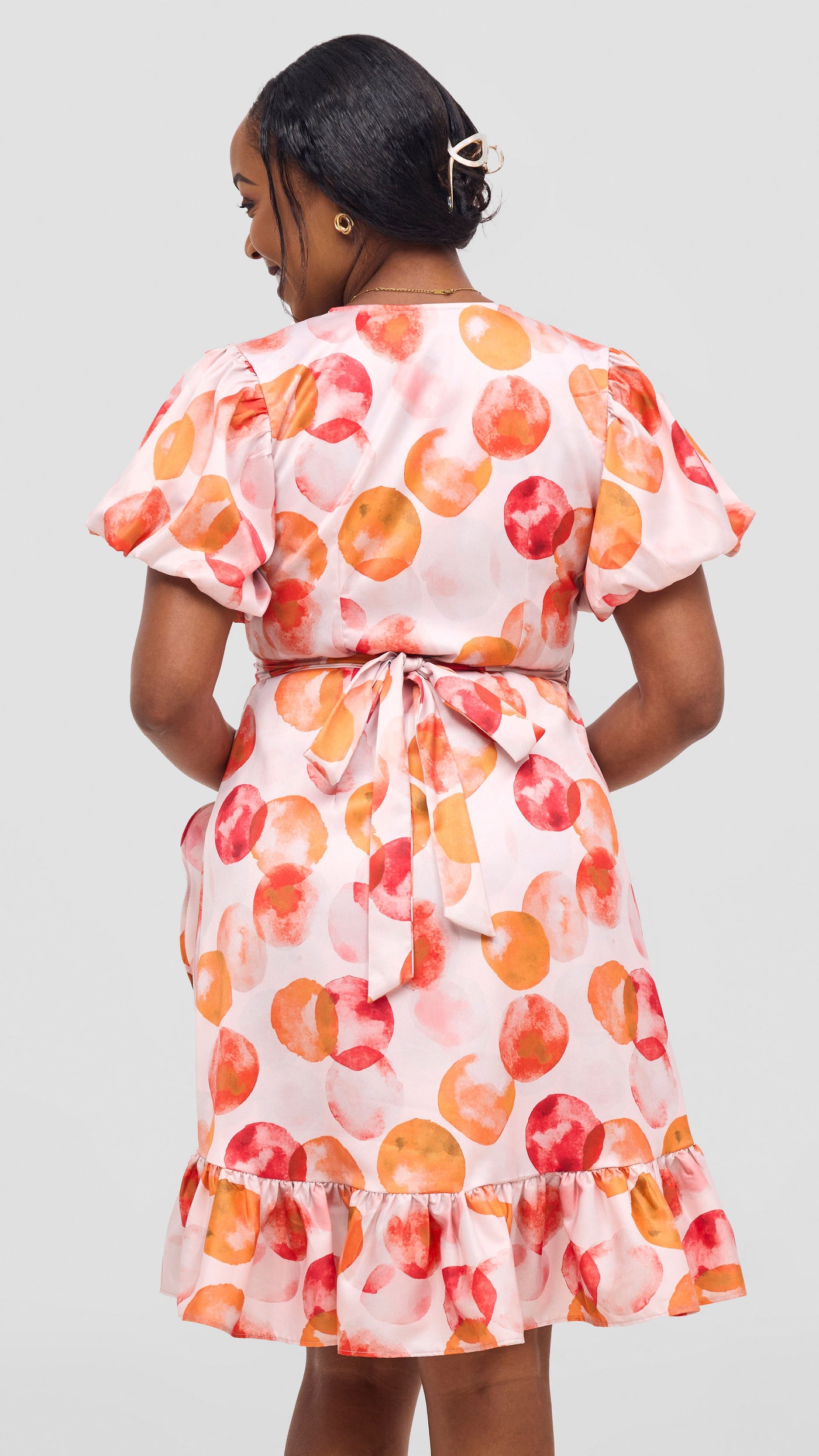 Vivo Hadiya Wrap Dress - Red / Orange Tal Print