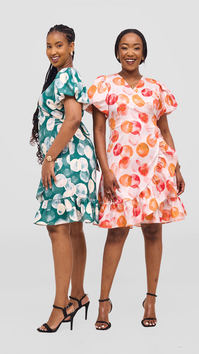 Vivo Hadiya Wrap Dress - Red / Orange Tal Print