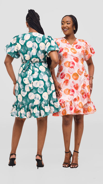 Vivo Hadiya Wrap Dress - Red / Orange Tal Print