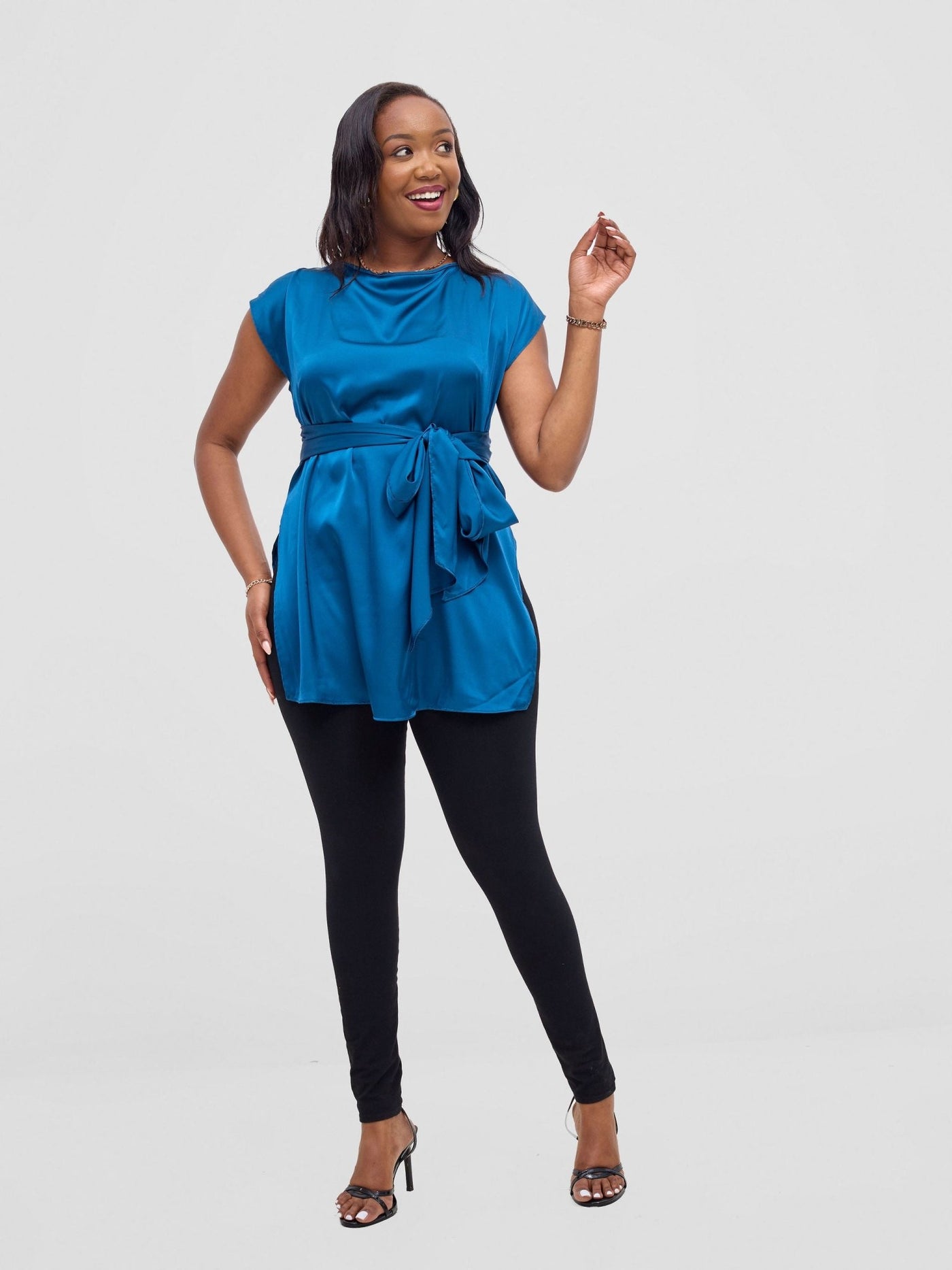 Vivo Yene Front Tie Tunic Top - Teal - Shopzetu