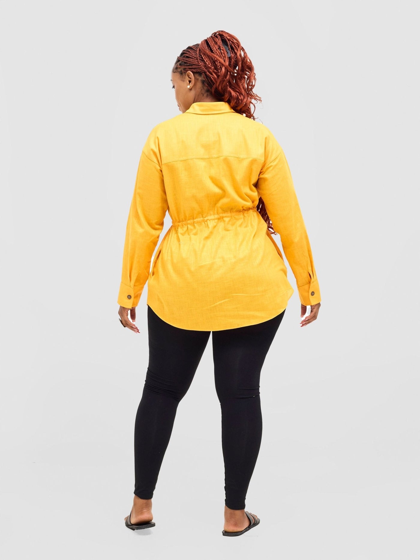 Safari Savannah Drawstring Shacket - Mustard - Shopzetu