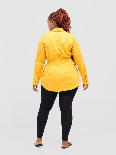 Safari Savannah Drawstring Shacket - Mustard - Shopzetu