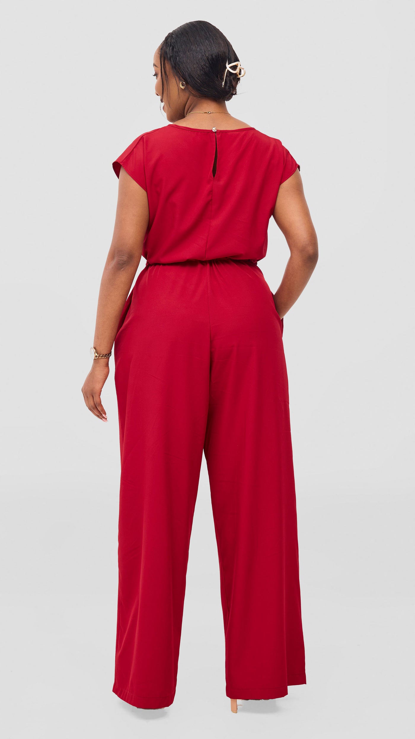 Vivo Sakari Drop Shoulder Jumpsuit - Dark Red