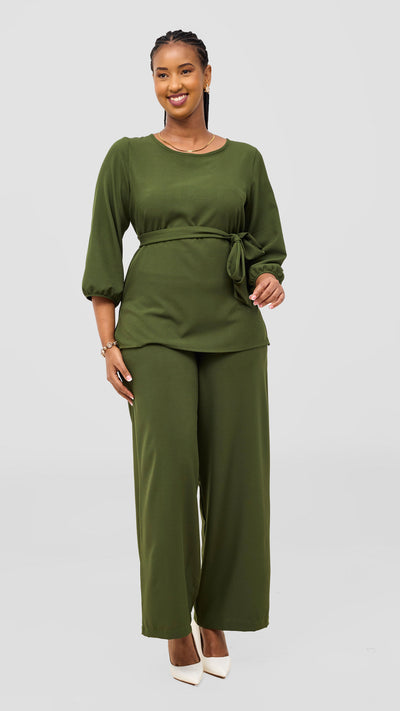 Vivo Kani Bishop Sleeve Top - Hunters