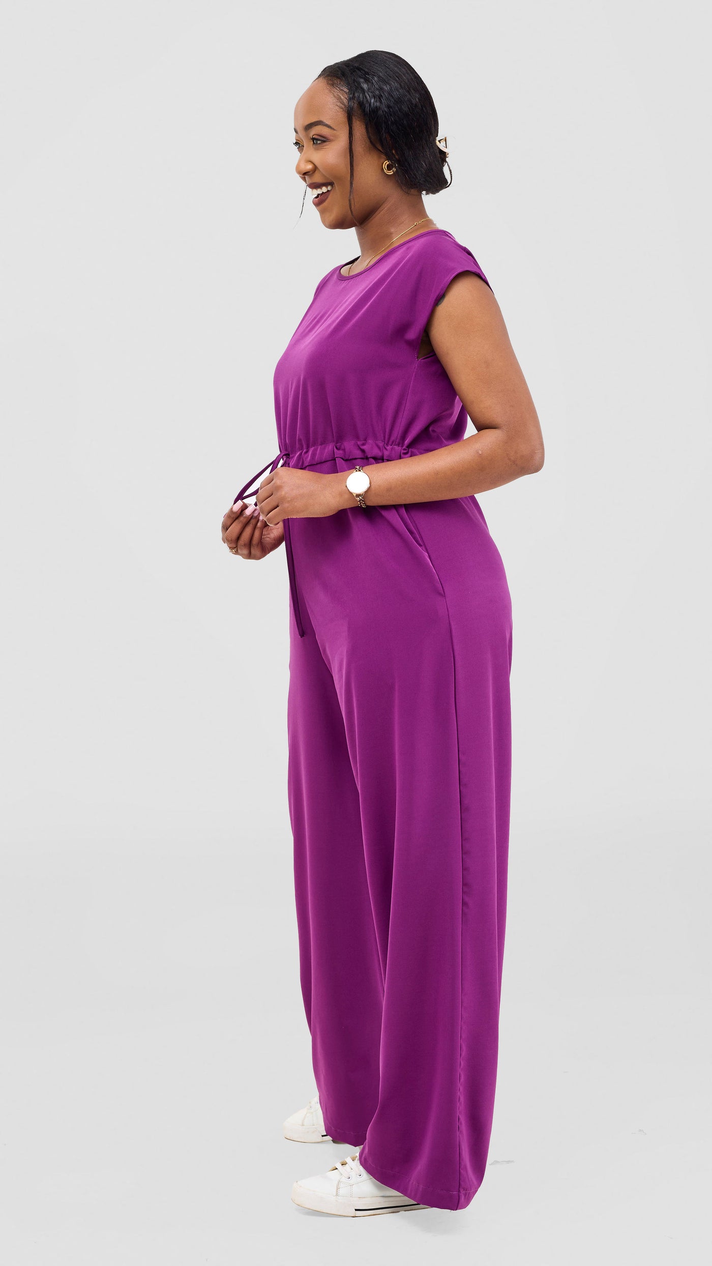 Vivo Sakari Drop Shoulder Jumpsuit - Purple