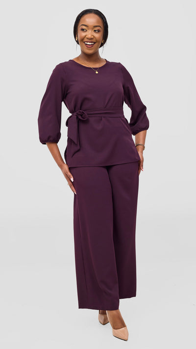 Vivo Kani Bishop Sleeve Top - Dark Purple