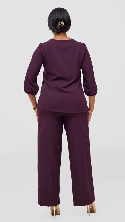 Vivo Kani Bishop Sleeve Top - Dark Purple