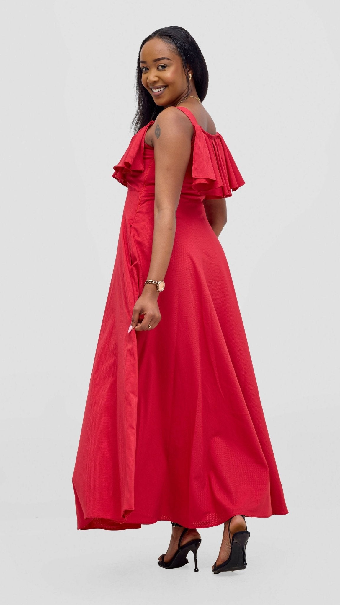 Kakiba Collections Rossy Dress - Red - Shopzetu