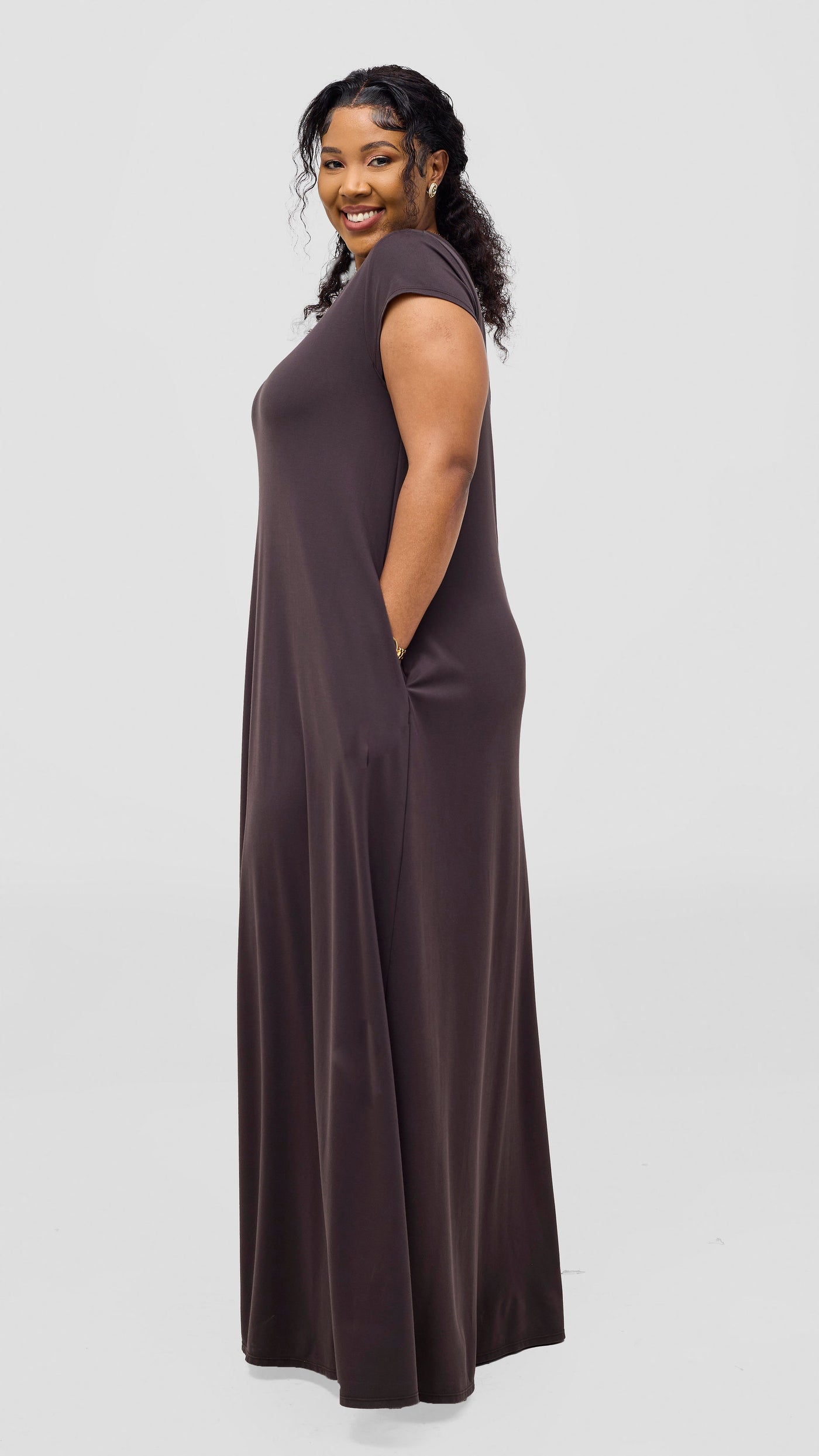 Vivo Basic Kena Tent Maxi Dress - Chocolate