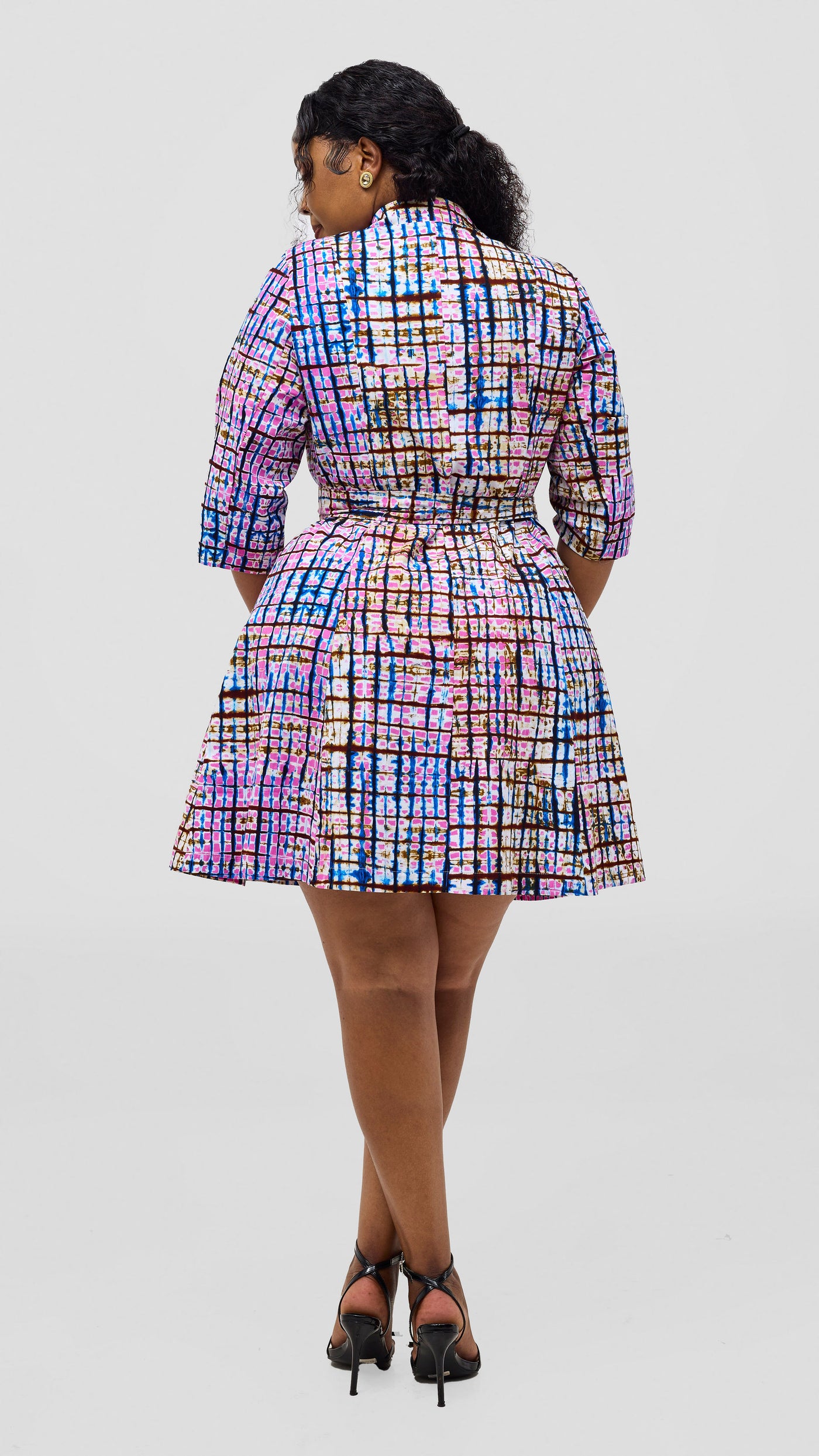 Safari Nazari Coat Dress - Blue / Pink Azizi Print