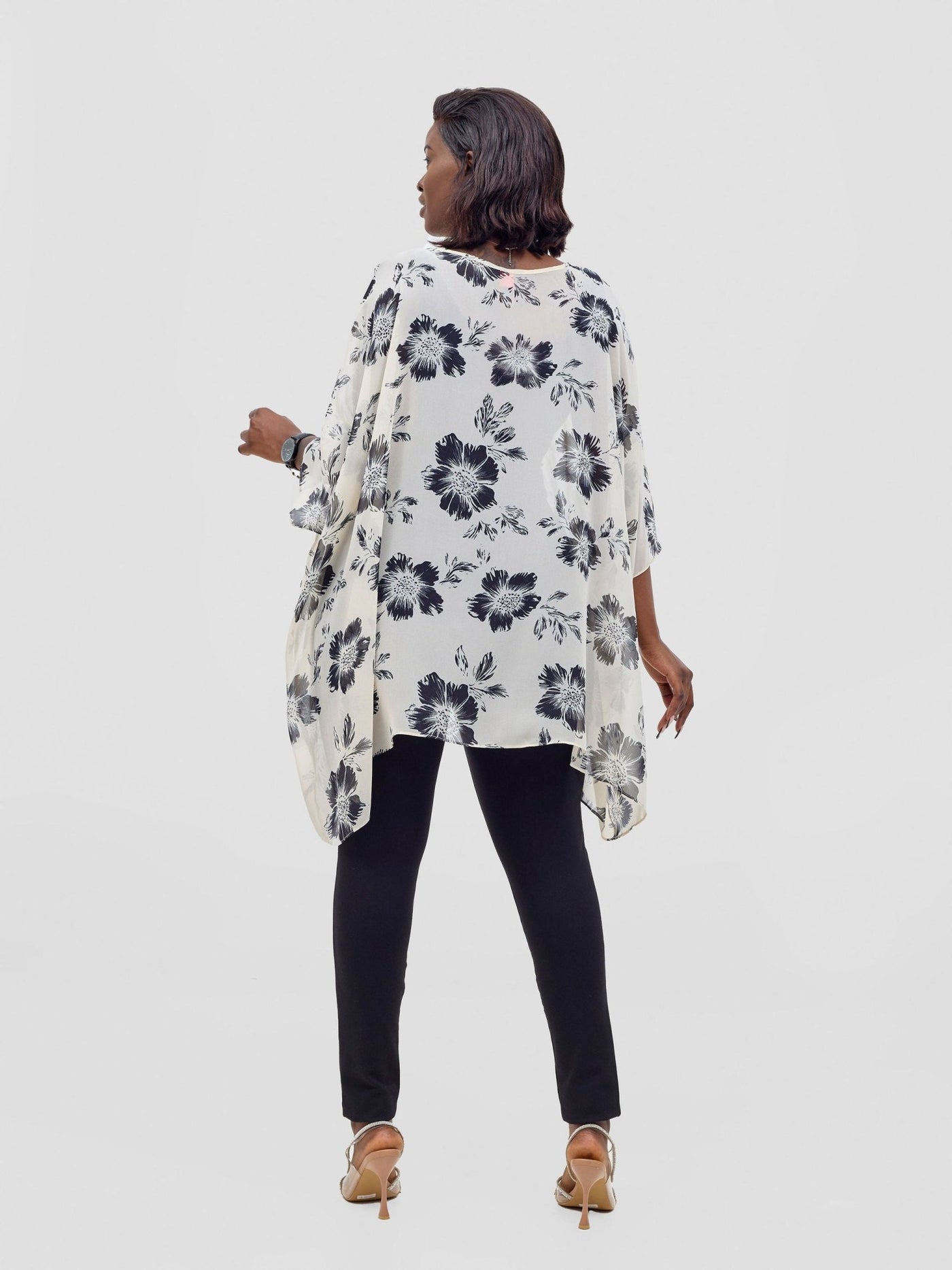 Vivo Basic Liv Chiffon Top - Off - white / Black Print - Shopzetu
