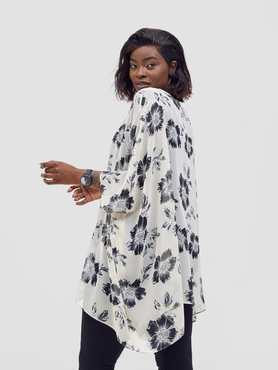 Vivo Basic Liv Chiffon Top - Off - white / Black Print - Shopzetu