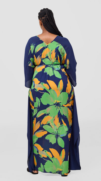Vivo Iyana Maxi Cover Up - Green / Yellow Iya Print / Navy